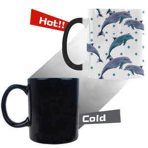 Dolphins pattern dotted background Morphing Mug Heat Changing Mug