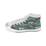 white bengal tigers tropical plant Women's High Top Canvas Shoes White