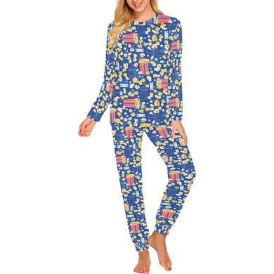 Popcorn Pattern Print Design 01 Women's All Over Print Pajama Set