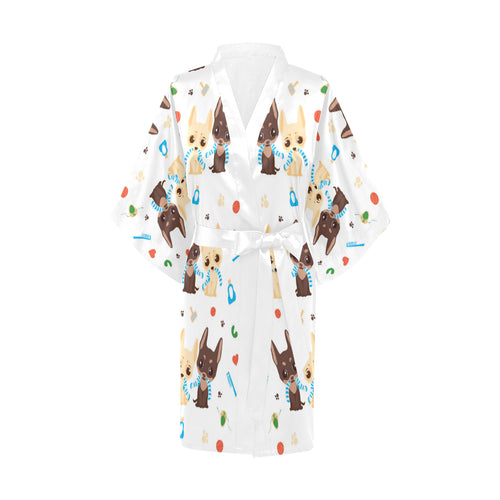 Cute Chihuahua dog pattern Women's Short Kimono Robe