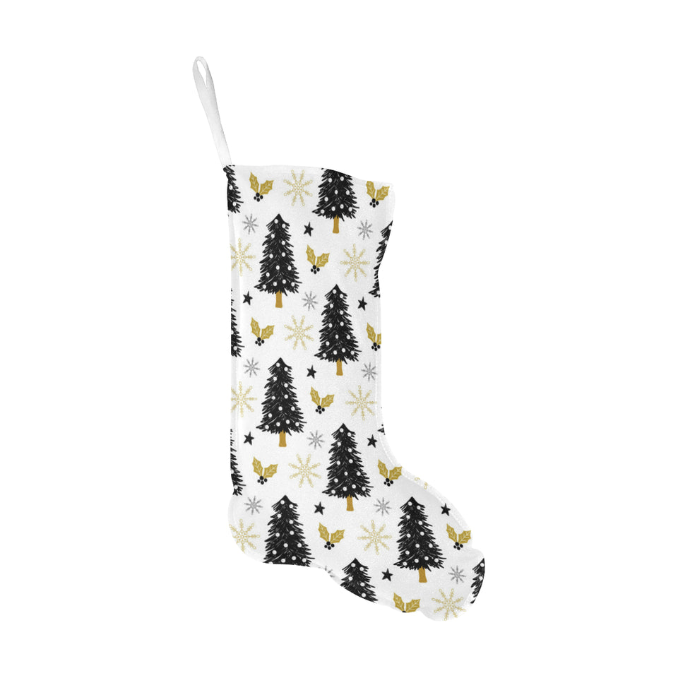 Christmas tree holly snow star pattern Christmas Stocking