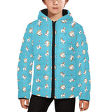 Jack Russel Pattern Print Design 03 Kids' Boys' Girls' Padded Hooded Jacket