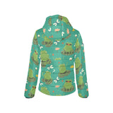 Cute frog dragonfly design pattern Women's Padded Hooded Jacket