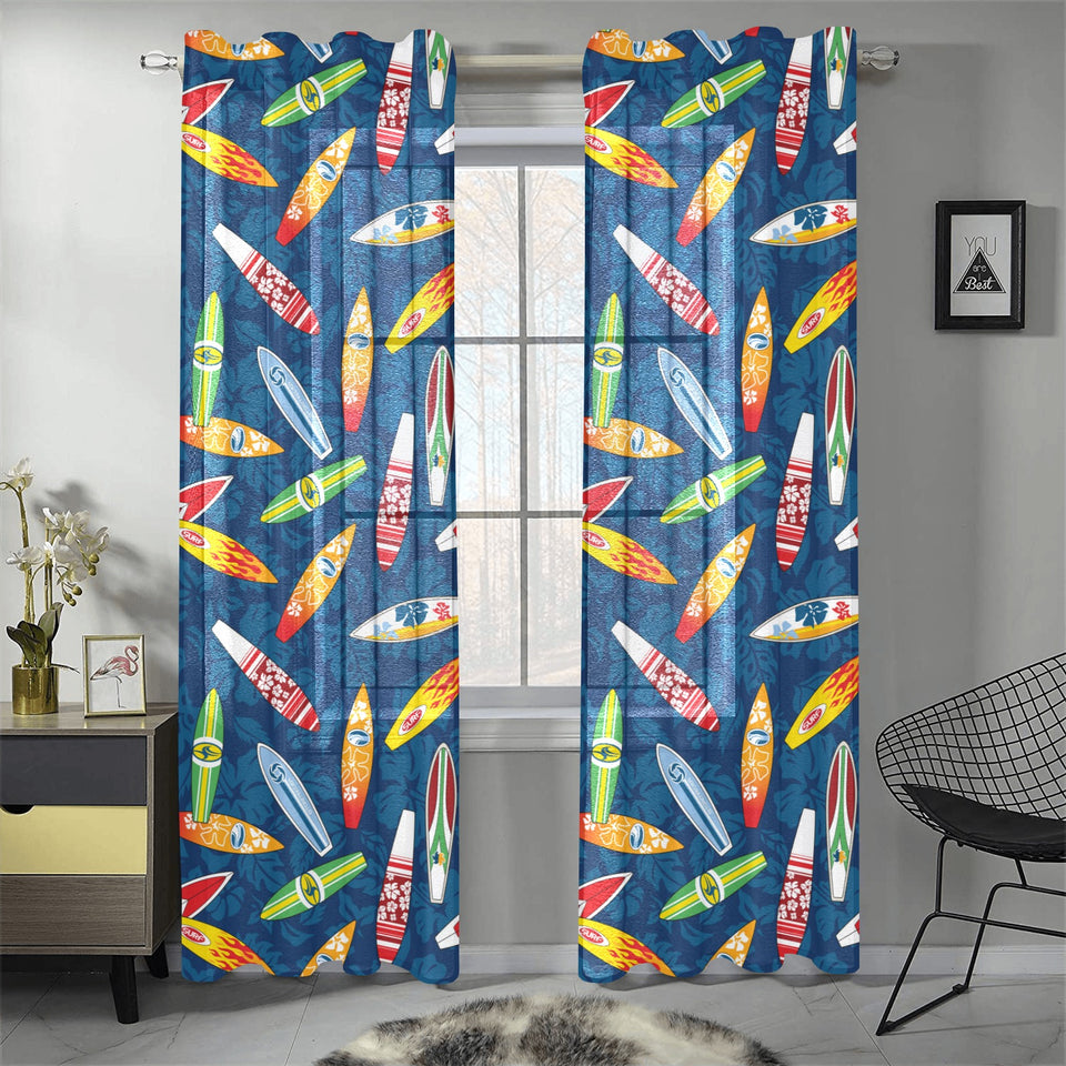 Surfboard Pattern Print Design 01 Gauze Curtain