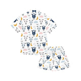 Cute sleeping sheep moon cloud pattern Kids' Boys' Girls' V-Neck Short Pajama Set