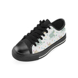 Cute Rhino pattern Men's Low Top Canvas Shoes Black