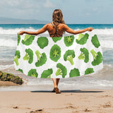Cute broccoli pattern Beach Towel
