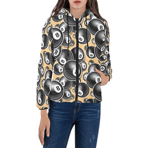 Billiard Ball Pattern Print Design 04 Women's Padded Hooded Jacket