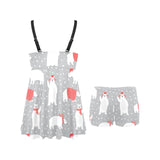 Cute polar bear christmas snow pattern Chest Sexy Pleated Two Piece Swim Dress