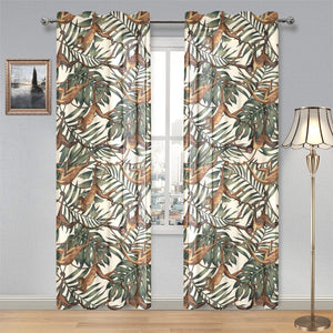 Monkey tropical leaves background Gauze Curtain