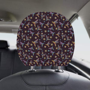 Hummingbird Pattern Print Design 04 Car Headrest Cover
