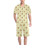 Yorkshire Terrier Pattern Print Design 01 Men's V-Neck Short Pajama Set