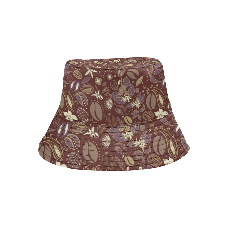 Coffee bean flower pattern Unisex Bucket Hat