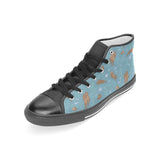 Sea otters pattern Women's High Top Canvas Shoes Black