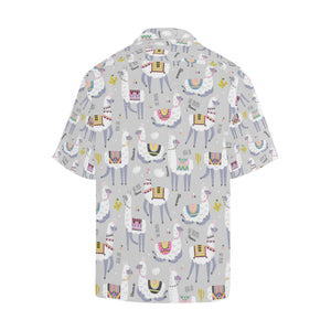 Cute Llama Alpaca pattern Men's All Over Print Hawaiian Shirt