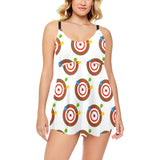 Darts Pattern Print Design 04 Chest Sexy Pleated Two Piece Swim Dress