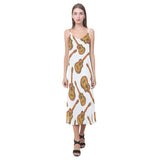 Paint Guitar Pattern V-Neck Open Fork Long Dress