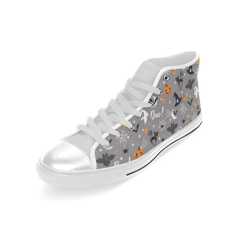 Halloween design pattern Men's High Top Canvas Shoes White