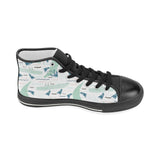 Crocodile diver pattern Women's High Top Canvas Shoes Black