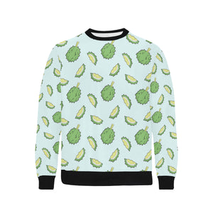 Durian pattern blue background Men's Crew Neck Sweatshirt