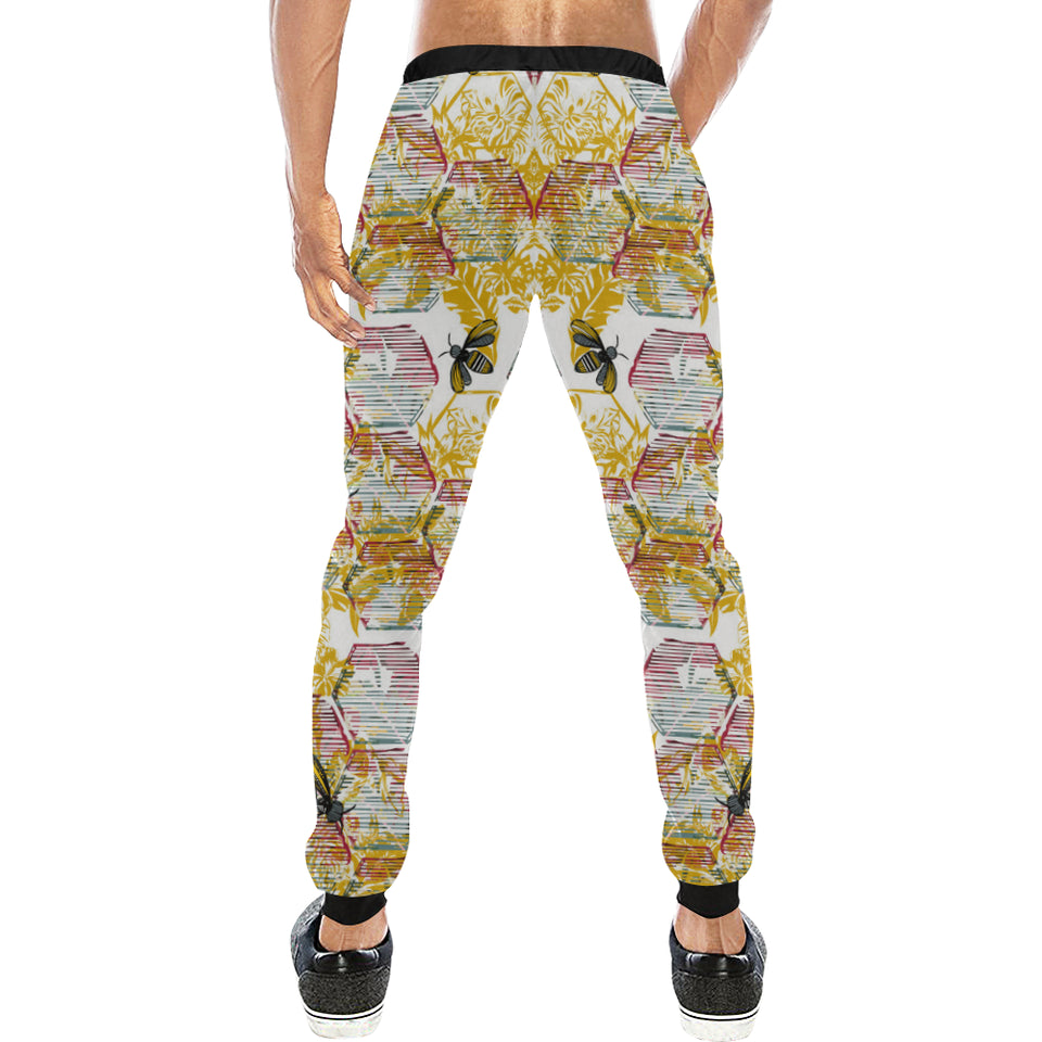 Cool Bee honeycomb leaves pattern Unisex Casual Sweatpants