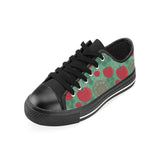 Tomato design pattern Men's Low Top Canvas Shoes Black