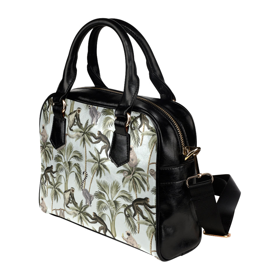 Monkey sloth lemur palm trees pattern Shoulder Handbag