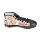 Cake cupcake sweets pattern Men's High Top Canvas Shoes Black