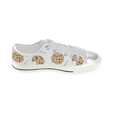 Sketch style cookie pattern Women's Low Top Canvas Shoes White