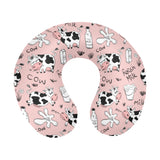 Cows milk product pink background U-Shaped Travel Neck Pillow