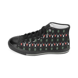 Deer Christmas new year pattern argyle Women's High Top Canvas Shoes Black