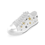 hand drawn gold black star pattern Men's Low Top Shoes White