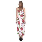 dragon fruits white background V-Neck Open Fork Long Dress