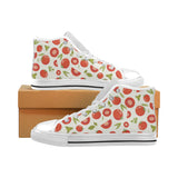 Tomato pattern Men's High Top Canvas Shoes White