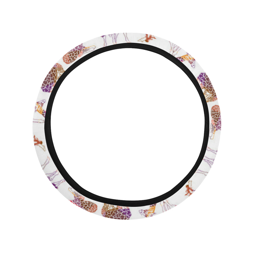 Giraffe Pattern Print Design 02 Car Steering Wheel Cover
