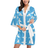 Cute sea lion seal pattern background Women's Short Kimono Robe