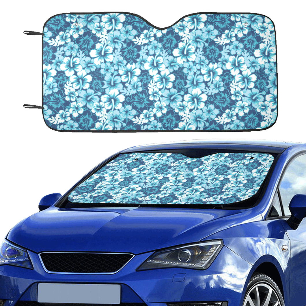 Hibiscus Pattern Print Design 03 Car Sun Shade
