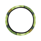 Whole sliced kiwi leave and flower Car Steering Wheel Cover