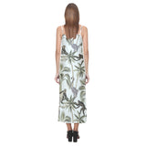 Monkey sloth lemur palm trees pattern V-Neck Open Fork Long Dress