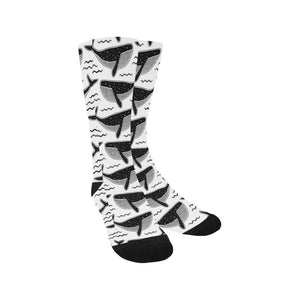 Black whale pattern Crew Socks