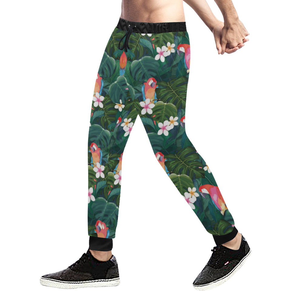 Parrot Palm tree leaves flower hibiscus pattern Unisex Casual Sweatpants