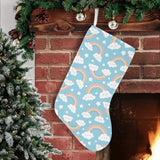 Cute rainbow clound star pattern blue background Christmas Stocking