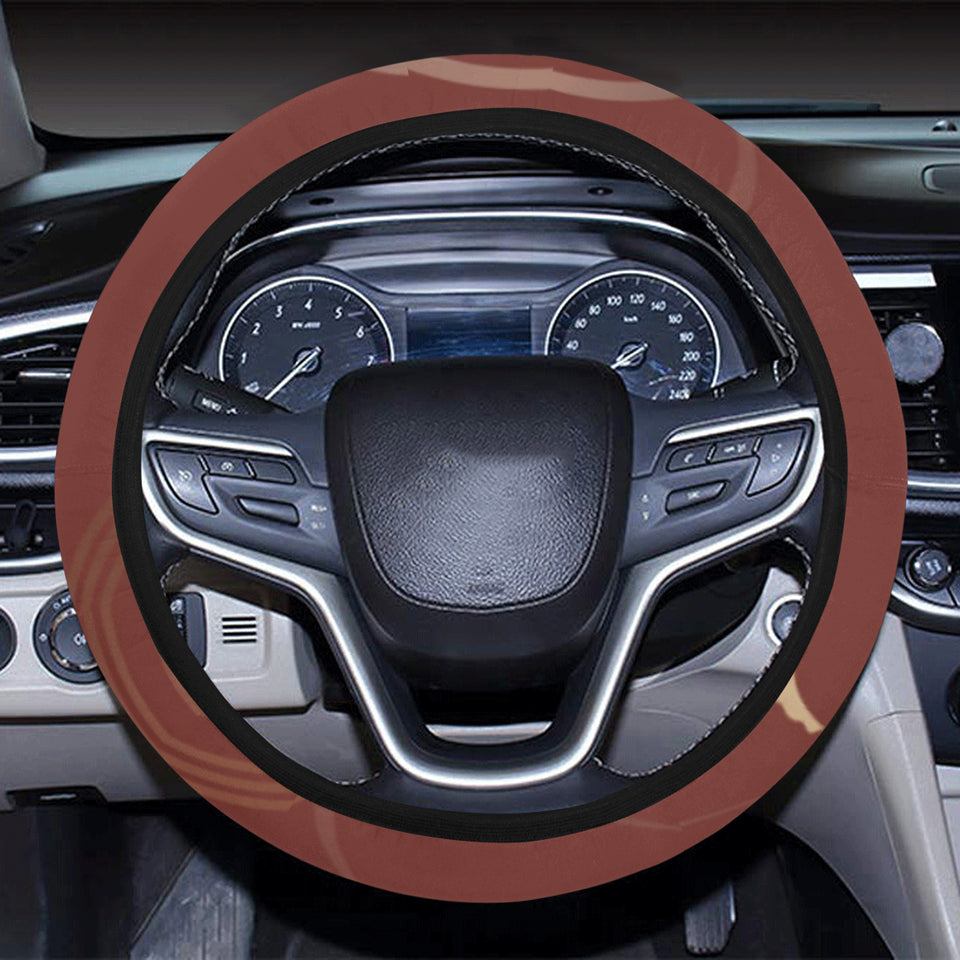 Fancy Carp red background Car Steering Wheel Cover