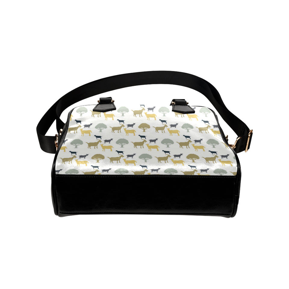 Silhouettes of goat and tree pattern Shoulder Handbag