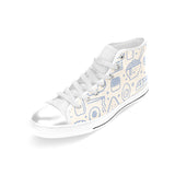 Cute sushi icon pattern Women's High Top Canvas Shoes White
