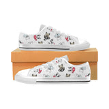 French bulldog cup paw pattern Men's Low Top Shoes White