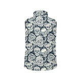 Sugar skull black white pattern Women's Padded Vest