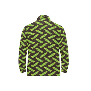 Green Peas Pattern Print Design 05 Men's Long Sleeve Polo Shirt