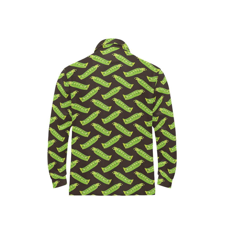 Green Peas Pattern Print Design 05 Men's Long Sleeve Polo Shirt