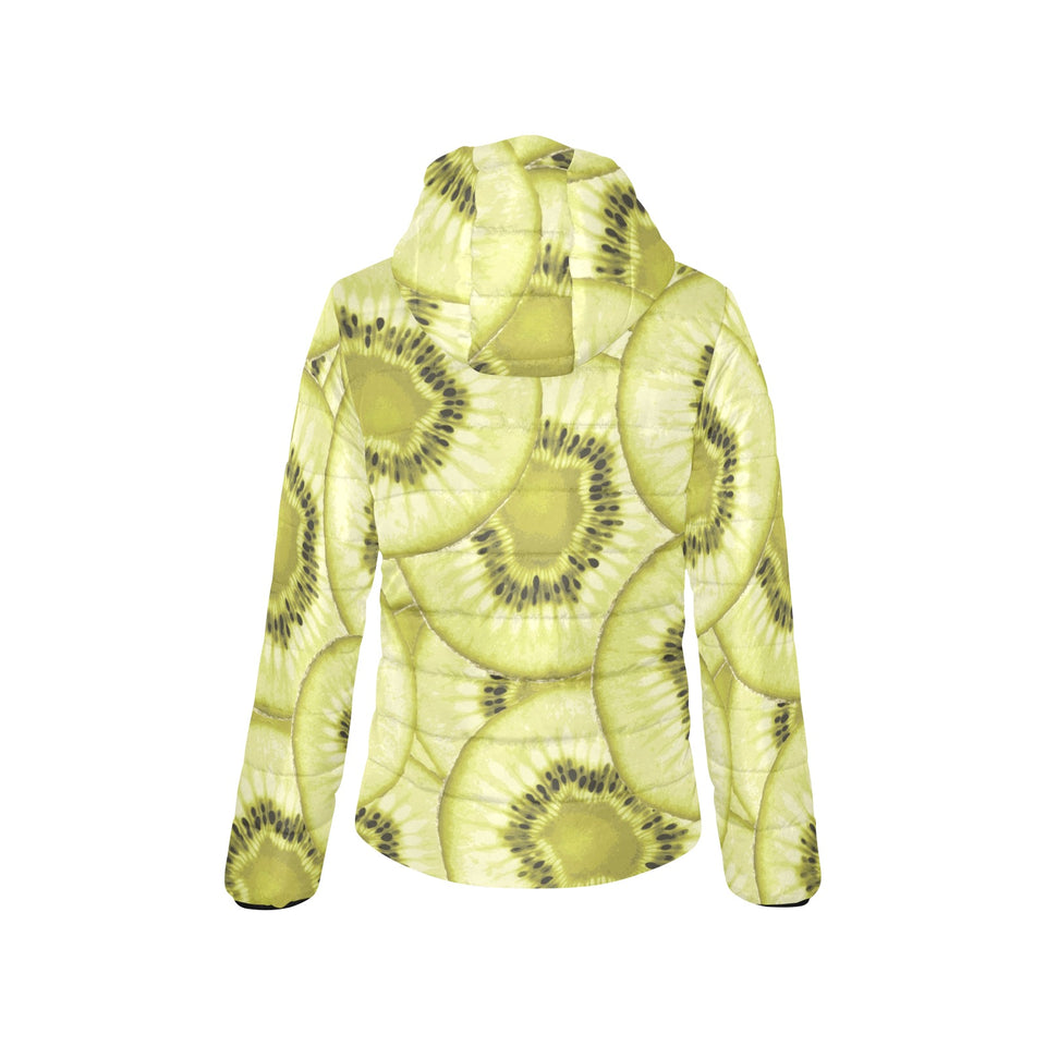 Sliced kiwi pattern Women's Padded Hooded Jacket
